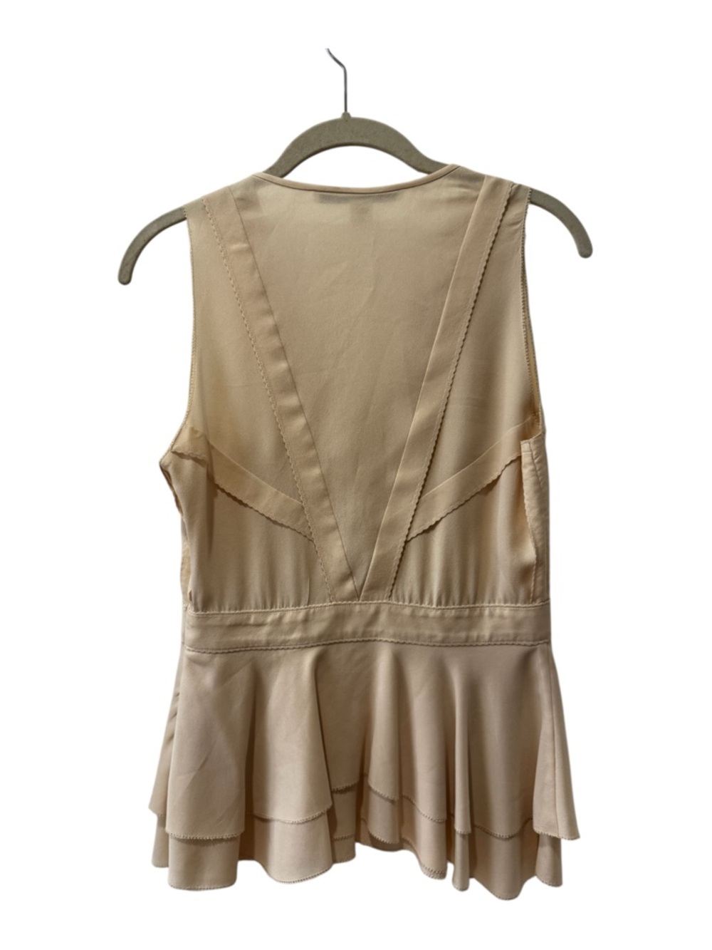 Diane Von Furstenberg Talisha Silk Ecru Peplum Top Size 4 - Picture 6 of 10